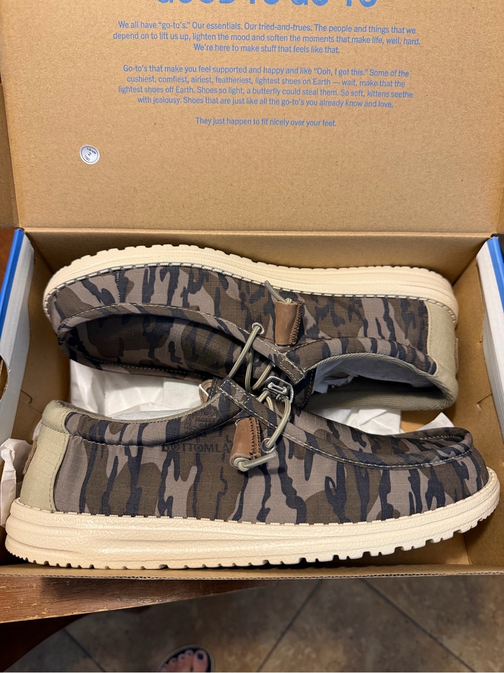 Hey Dude Camo Slip-On Loafers in Brown and Tan